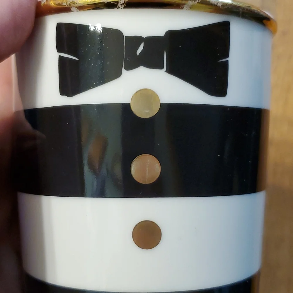 Starbucks +Stacey Bendet Alice and Olivia Striped‎ Tuxedo Bowtie Ceramic Mug